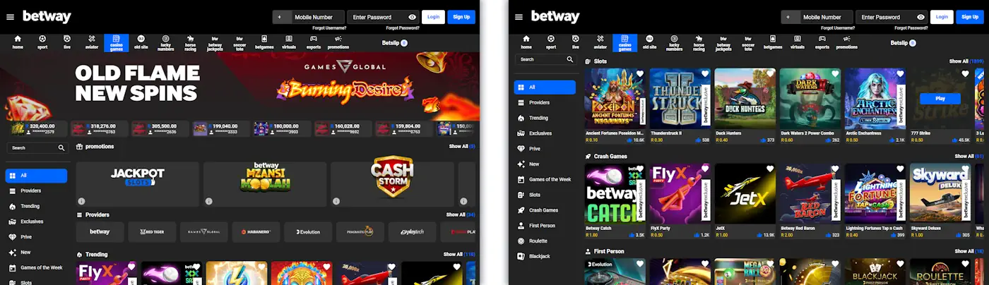 Betway Casino and Sportsbook Screenshot